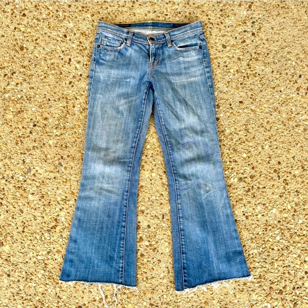 Citizens of Humanity Ingrid #002 Stretch Low Waist Flair Raw Hem Jeans Size 26